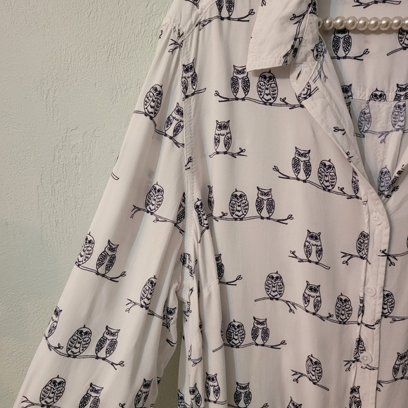 Beachlunchlounge unique Owl plus size button down shirt - Picture 5 of 8